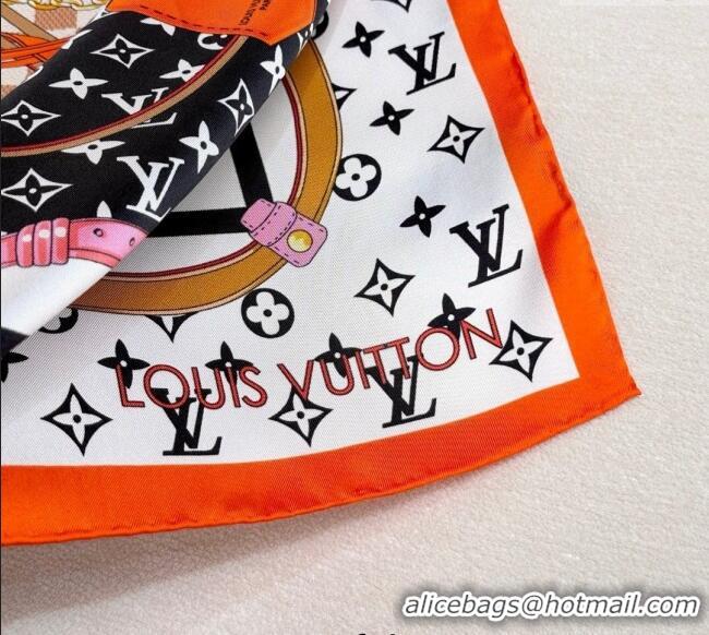 Inexpensive Louis Vuitton Flower and Strap Monogram Silk Square Scarf 90cm V4049 Black 2025