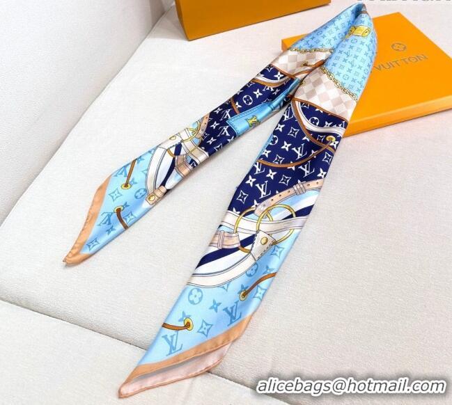 Cheap Price Louis Vuitton Flower and Strap Monogram Silk Square Scarf 90cm V4049 Blue 2025
