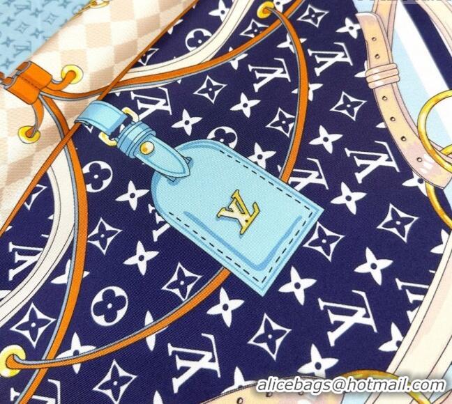 Cheap Price Louis Vuitton Flower and Strap Monogram Silk Square Scarf 90cm V4049 Blue 2025