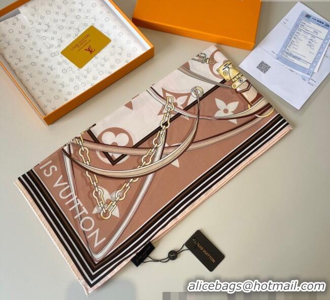 Grade Quality Louis Vuitton Ultimate Monogram Silk Square Scarf 90cm V4049 Nude Pink 2025