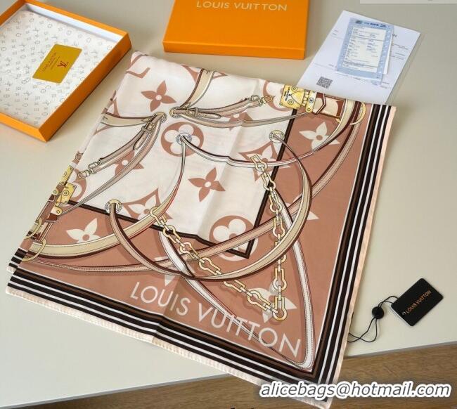 Grade Quality Louis Vuitton Ultimate Monogram Silk Square Scarf 90cm V4049 Nude Pink 2025