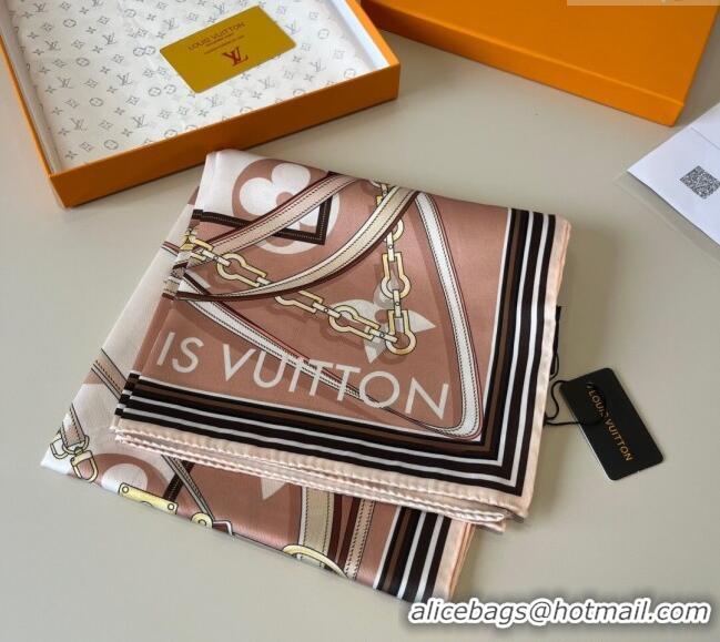 Grade Quality Louis Vuitton Ultimate Monogram Silk Square Scarf 90cm V4049 Nude Pink 2025