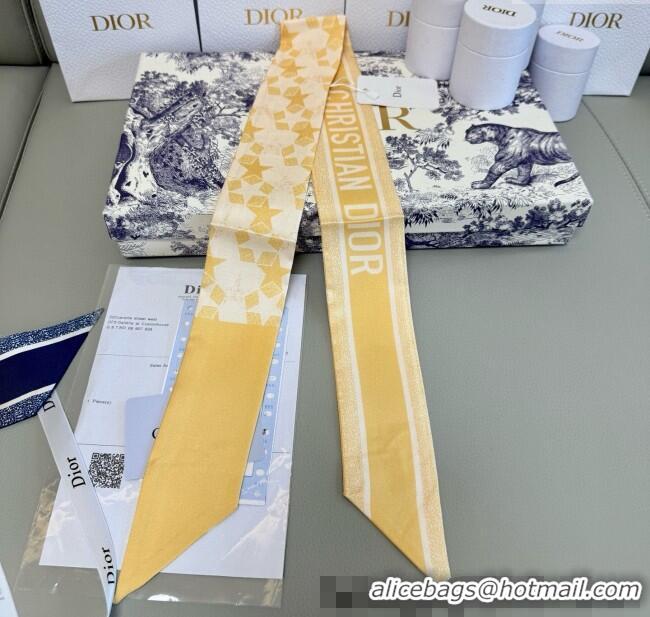 Famous Brand Dior Mitzah Star Silk Bandeau Scarf 6x105cm D4056 Yellow 2025