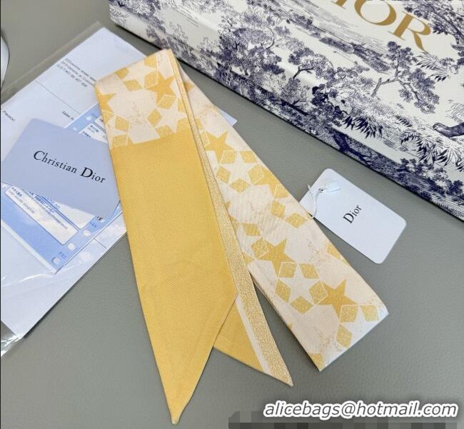 Famous Brand Dior Mitzah Star Silk Bandeau Scarf 6x105cm D4056 Yellow 2025