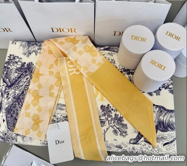 Famous Brand Dior Mitzah Star Silk Bandeau Scarf 6x105cm D4056 Yellow 2025