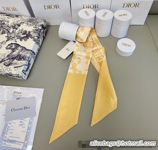 Famous Brand Dior Mitzah Star Silk Bandeau Scarf 6x105cm D4056 Yellow 2025