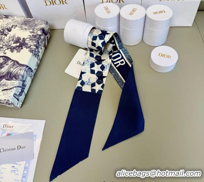 Shop Cheap Dior Mitzah Star Silk Bandeau Scarf 6x105cm D4056 Blue 2025