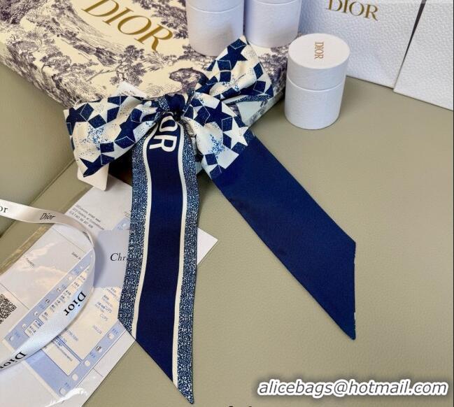 Shop Cheap Dior Mitzah Star Silk Bandeau Scarf 6x105cm D4056 Blue 2025
