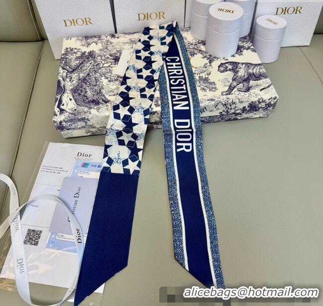 Shop Cheap Dior Mitzah Star Silk Bandeau Scarf 6x105cm D4056 Blue 2025