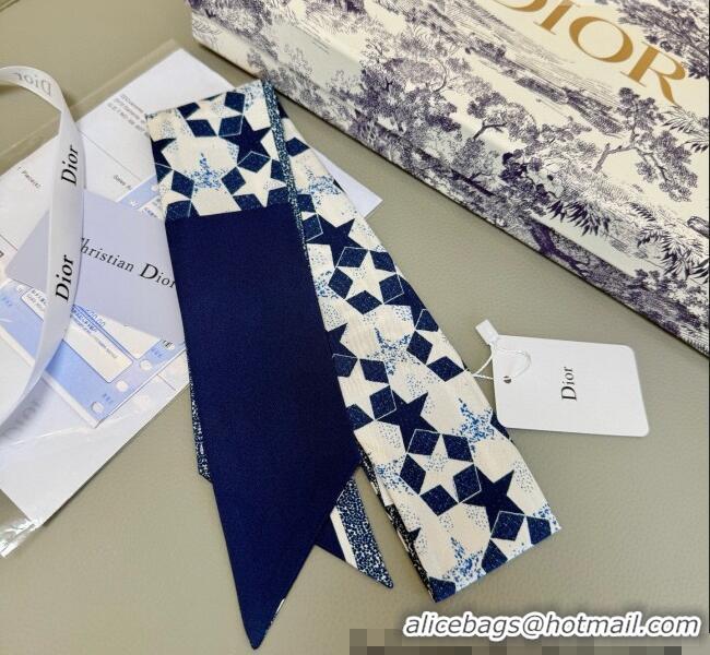Shop Cheap Dior Mitzah Star Silk Bandeau Scarf 6x105cm D4056 Blue 2025