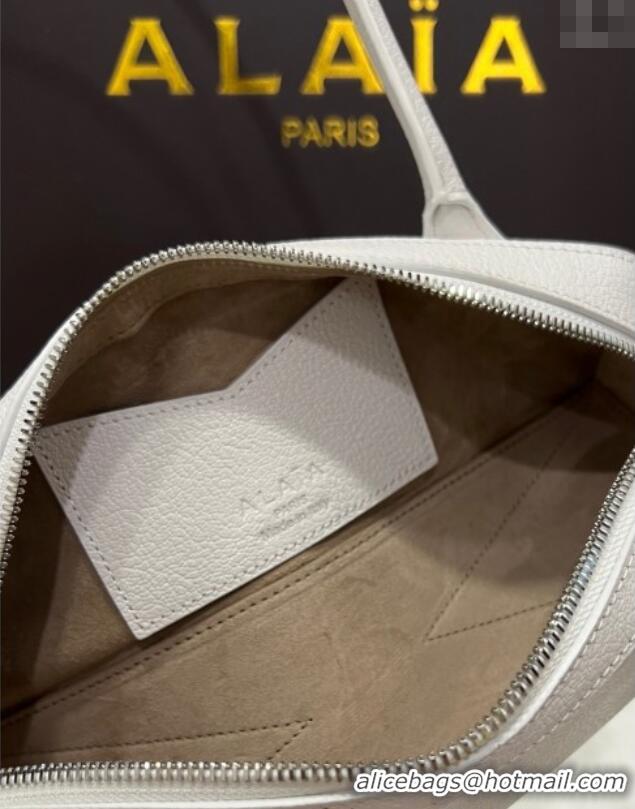 Top Design Alaia Le Tecket Small Long Shoulder bag in Grained Leather 68168 White 2025