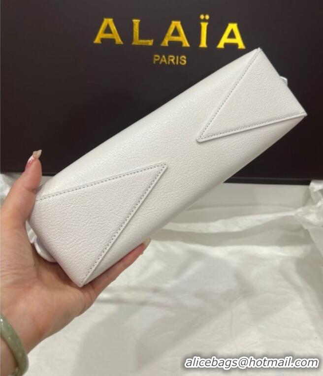 Top Design Alaia Le Tecket Small Long Shoulder bag in Grained Leather 68168 White 2025