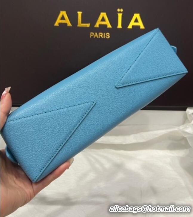 Best Product Alaia Le Tecket Small Long Shoulder bag in Grained Leather 68168 Light Blue 2025
