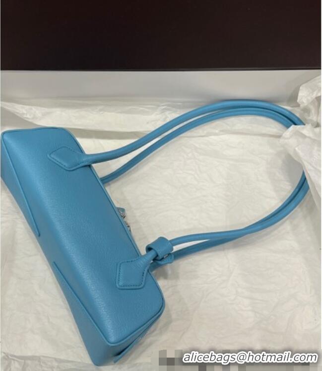 Best Product Alaia Le Tecket Small Long Shoulder bag in Grained Leather 68168 Light Blue 2025
