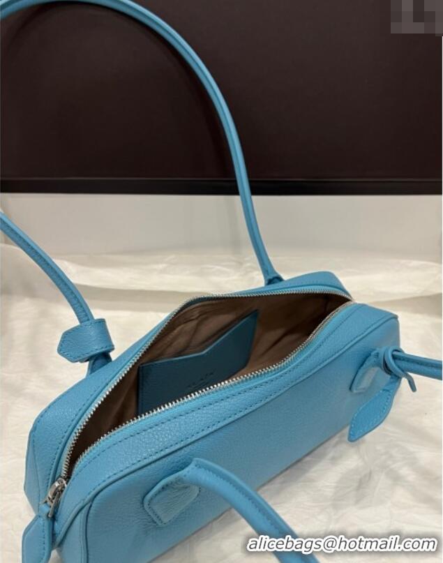 Best Product Alaia Le Tecket Small Long Shoulder bag in Grained Leather 68168 Light Blue 2025