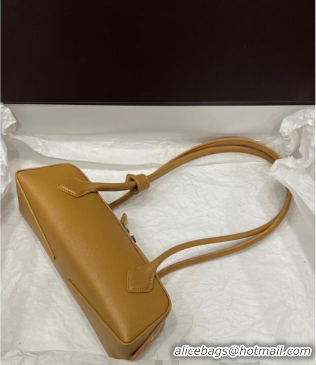 Discount Alaia Le Tecket Small Long Shoulder bag in Grained Leather 68168 Apricot 2025