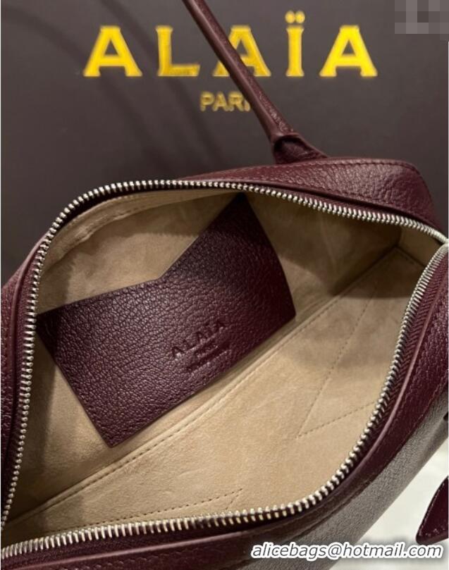 Best Wholesale Alaia Le Tecket Small Long Shoulder bag in Grained Leather 68168 Dark Burgundy 2025