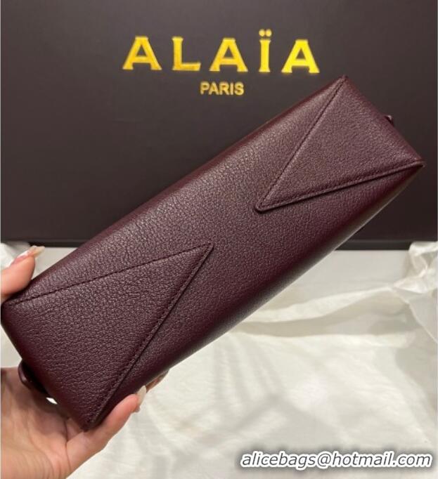 Best Wholesale Alaia Le Tecket Small Long Shoulder bag in Grained Leather 68168 Dark Burgundy 2025