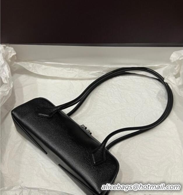Top Quality Alaia Le Tecket Small Long Shoulder bag in Grained Leather 68168 Black 2025