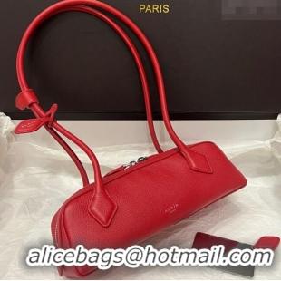 High Quality Alaia Le Tecket Small Long Shoulder bag in Grained Leather 68168 Red 2025