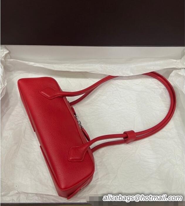 High Quality Alaia Le Tecket Small Long Shoulder bag in Grained Leather 68168 Red 2025