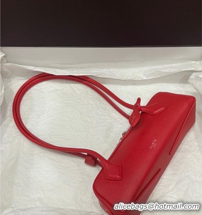 High Quality Alaia Le Tecket Small Long Shoulder bag in Grained Leather 68168 Red 2025