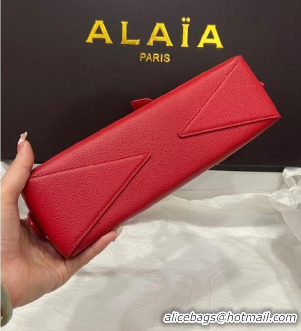High Quality Alaia Le Tecket Small Long Shoulder bag in Grained Leather 68168 Red 2025