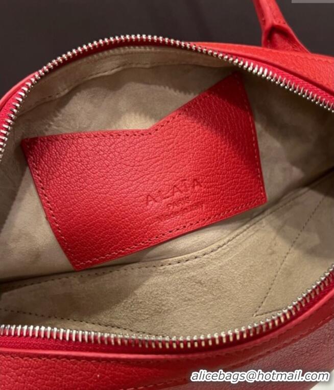 High Quality Alaia Le Tecket Small Long Shoulder bag in Grained Leather 68168 Red 2025