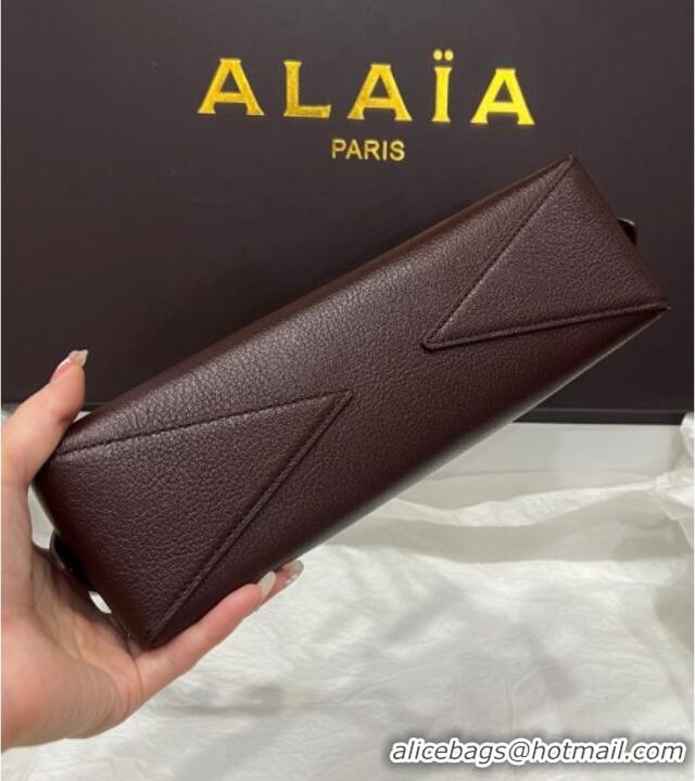 Most Popular Alaia Le Tecket Small Long Shoulder bag in Grained Leather 68168 Dark Brown 2025