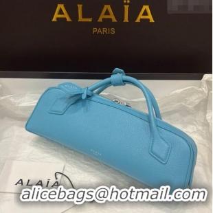 New Product Alaia Le Tecket Long Clutch bag in Grained Leather 68169 Light Blue 2025