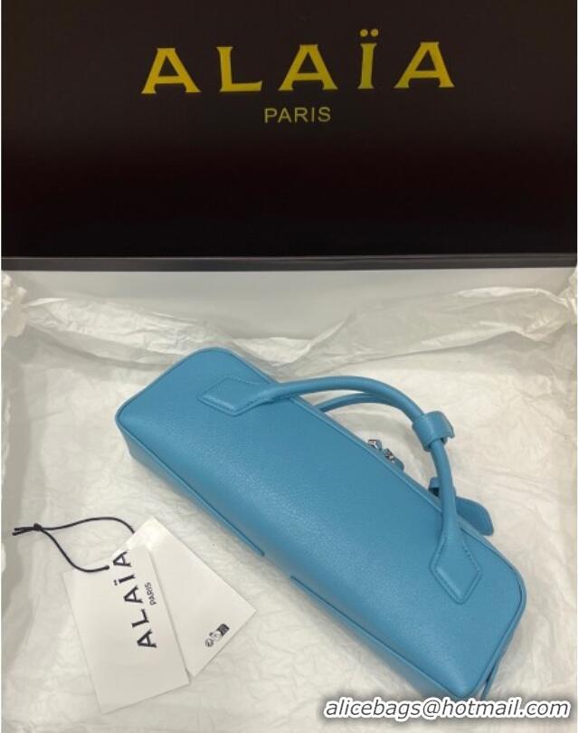 New Product Alaia Le Tecket Long Clutch bag in Grained Leather 68169 Light Blue 2025