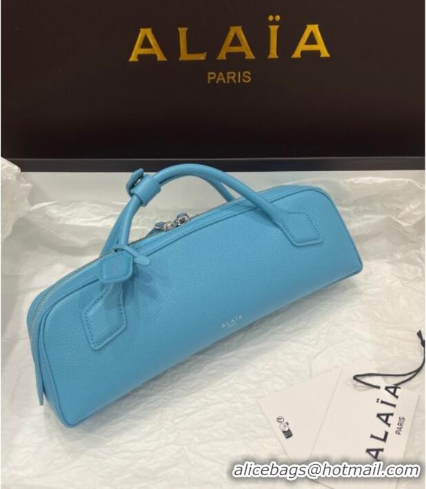 New Product Alaia Le Tecket Long Clutch bag in Grained Leather 68169 Light Blue 2025