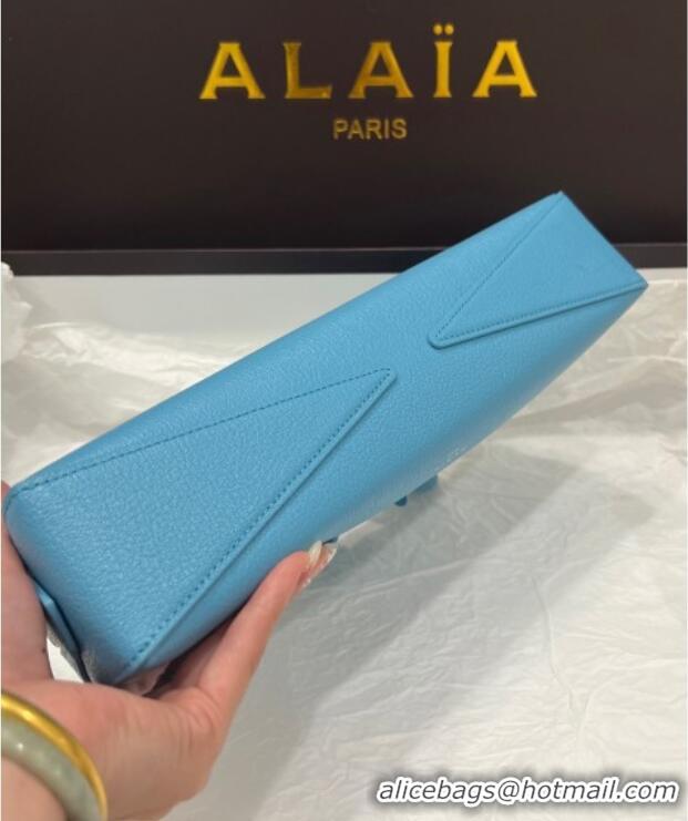 New Product Alaia Le Tecket Long Clutch bag in Grained Leather 68169 Light Blue 2025
