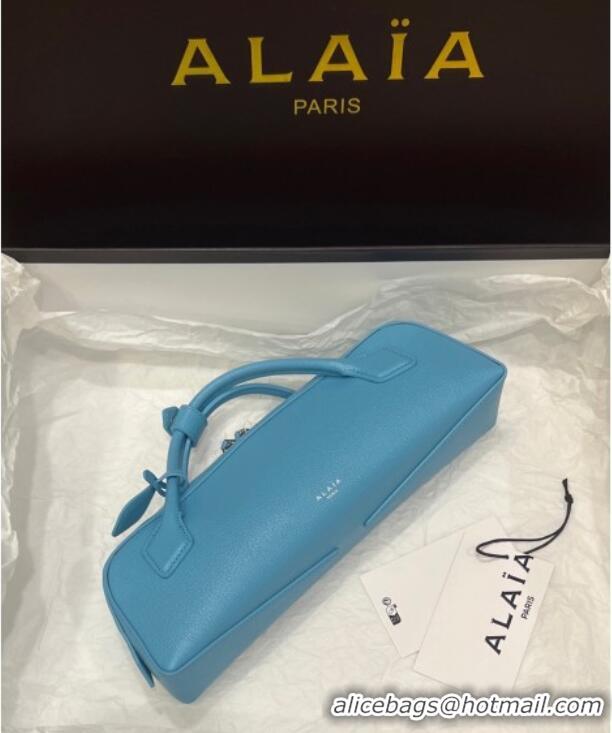 New Product Alaia Le Tecket Long Clutch bag in Grained Leather 68169 Light Blue 2025