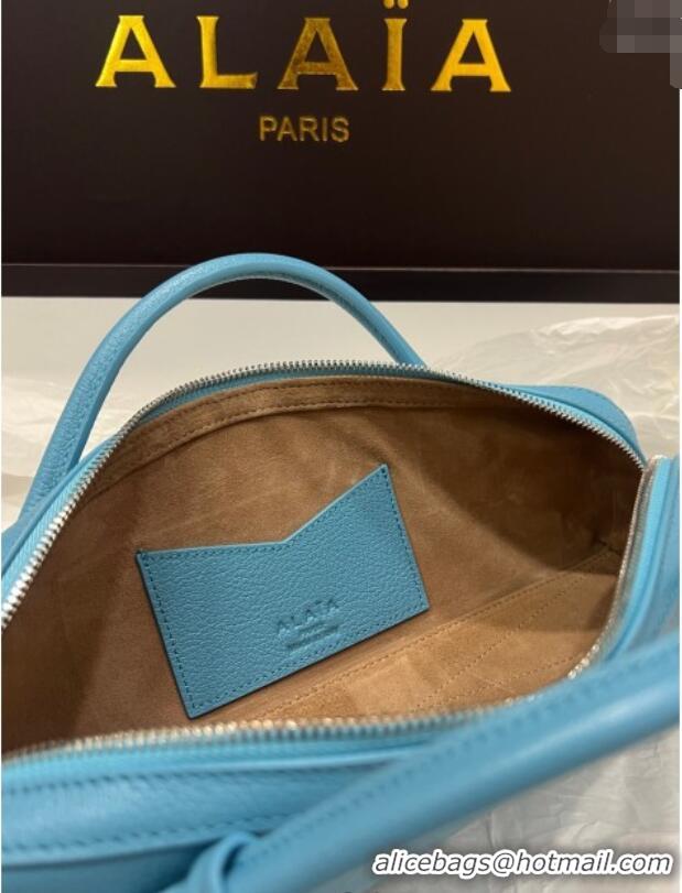 New Product Alaia Le Tecket Long Clutch bag in Grained Leather 68169 Light Blue 2025