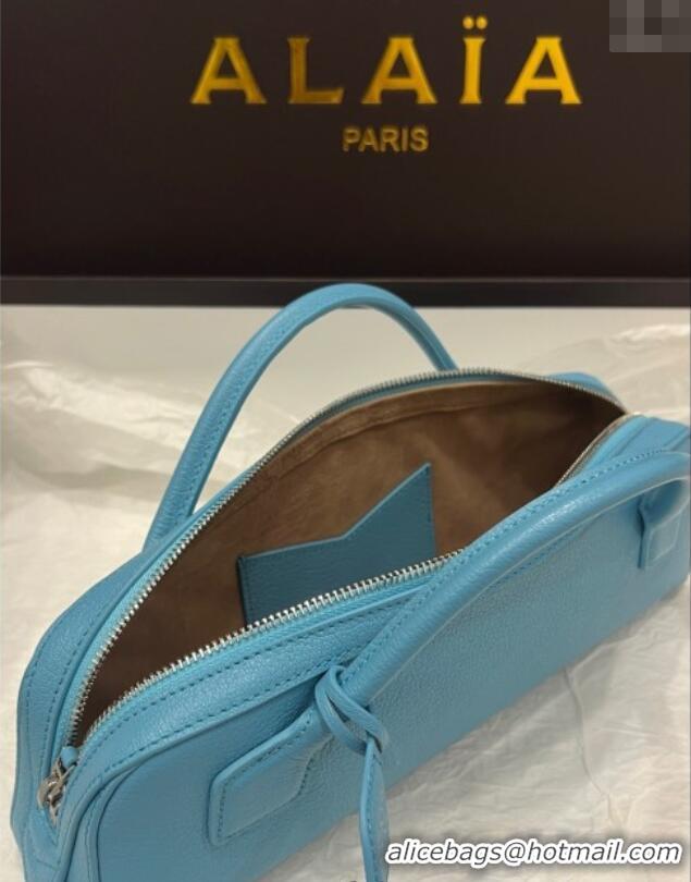 New Product Alaia Le Tecket Long Clutch bag in Grained Leather 68169 Light Blue 2025