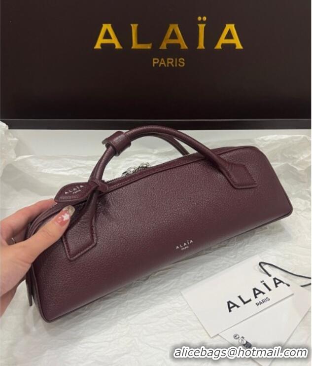 Top Grade Alaia Le Tecket Long Clutch bag in Grained Leather 68169 Dark Burgundy 2025