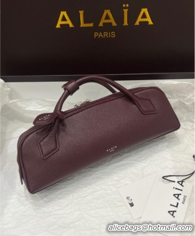 Top Grade Alaia Le Tecket Long Clutch bag in Grained Leather 68169 Dark Burgundy 2025