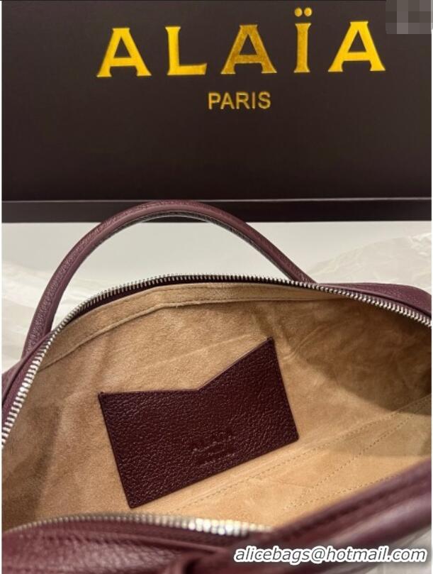 Top Grade Alaia Le Tecket Long Clutch bag in Grained Leather 68169 Dark Burgundy 2025