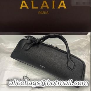 Original Cheap Alaia Le Tecket Long Clutch bag in Grained Leather 68169 Black 2025