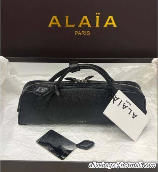 Original Cheap Alaia Le Tecket Long Clutch bag in Grained Leather 68169 Black 2025