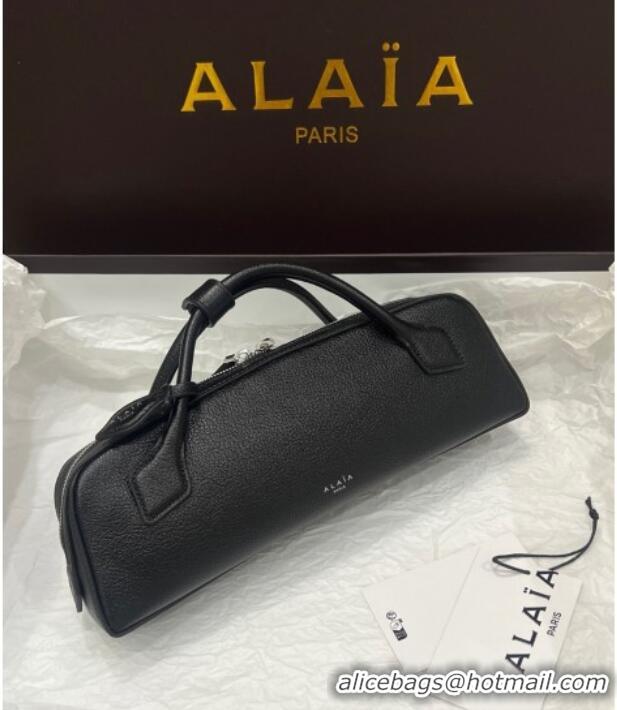 Original Cheap Alaia Le Tecket Long Clutch bag in Grained Leather 68169 Black 2025