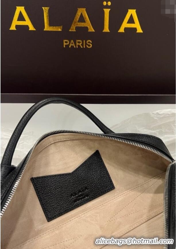 Original Cheap Alaia Le Tecket Long Clutch bag in Grained Leather 68169 Black 2025