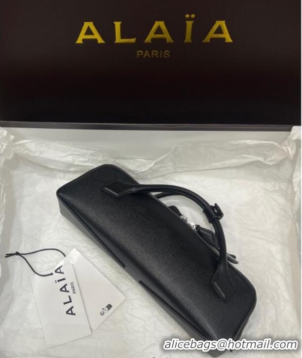 Original Cheap Alaia Le Tecket Long Clutch bag in Grained Leather 68169 Black 2025