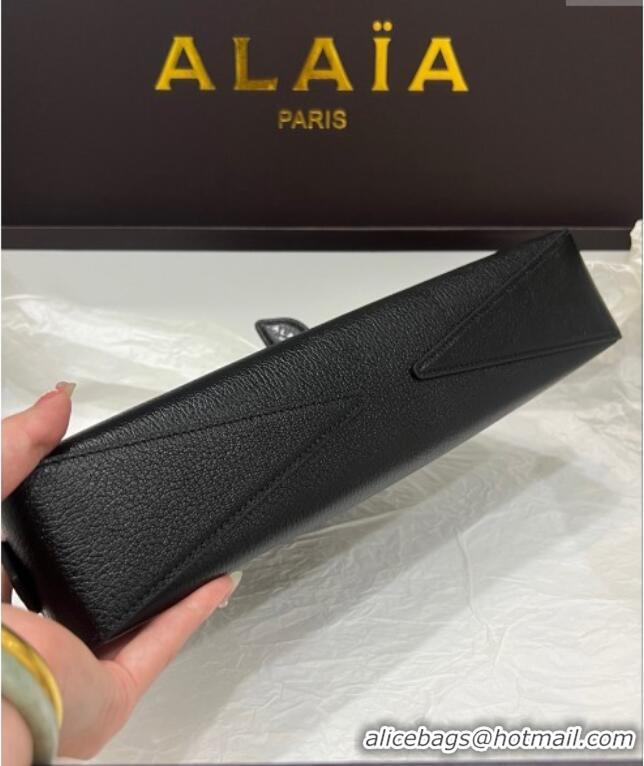 Original Cheap Alaia Le Tecket Long Clutch bag in Grained Leather 68169 Black 2025