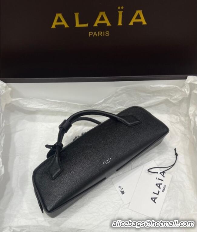 Original Cheap Alaia Le Tecket Long Clutch bag in Grained Leather 68169 Black 2025
