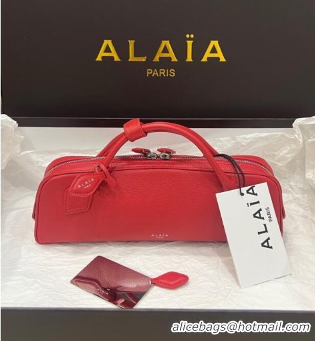 New Grade Alaia Le Tecket Long Clutch bag in Grained Leather 68169 Red 2025