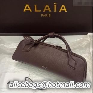 Reasonable Price Alaia Le Tecket Long Clutch bag in Grained Leather 68169 Dark Brown 2025