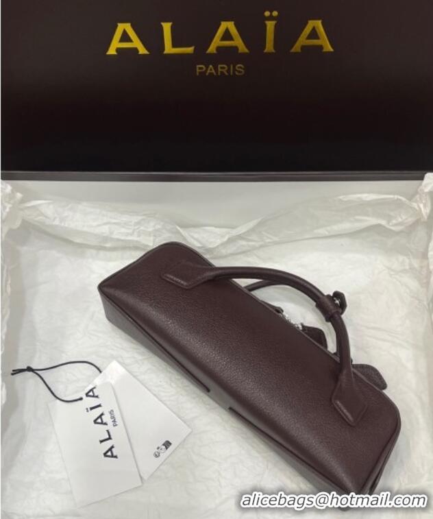 Reasonable Price Alaia Le Tecket Long Clutch bag in Grained Leather 68169 Dark Brown 2025