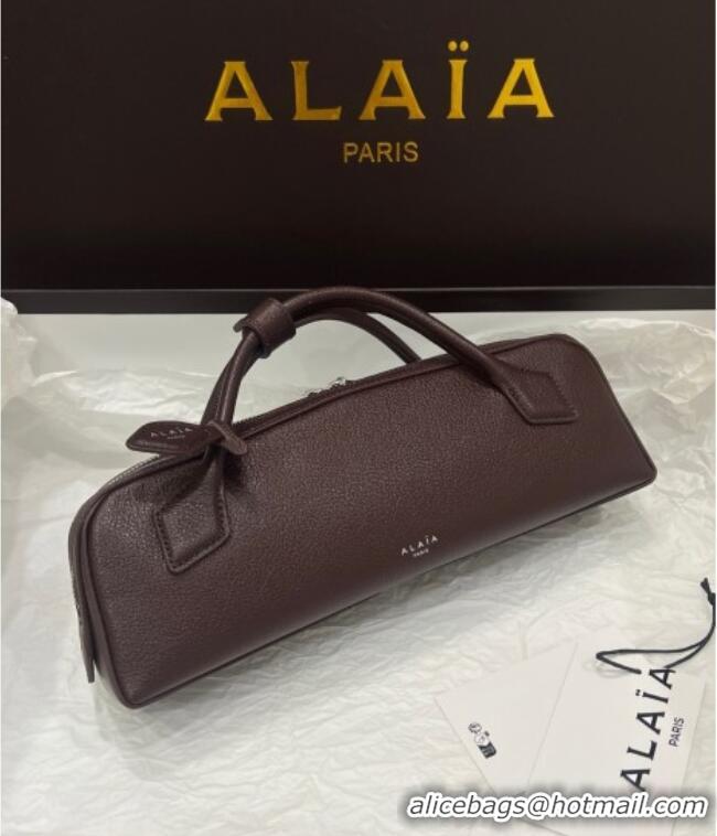Reasonable Price Alaia Le Tecket Long Clutch bag in Grained Leather 68169 Dark Brown 2025